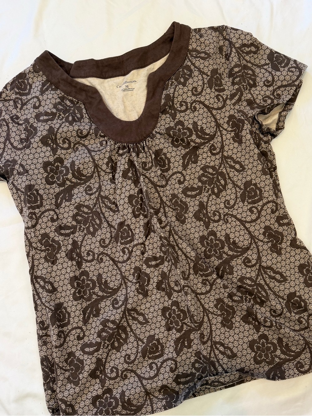 croft & barrow Brown Floral Short-Sleeve Scoop Neck Tee